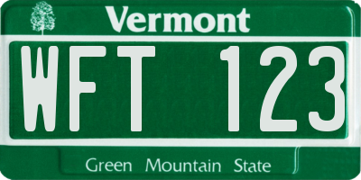VT license plate WFT123