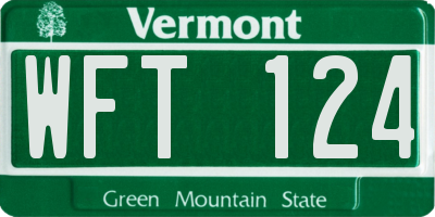 VT license plate WFT124