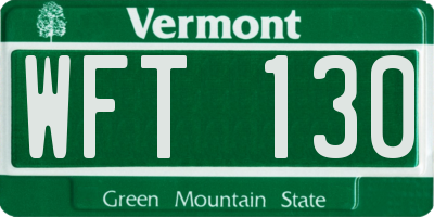 VT license plate WFT130