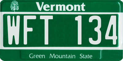 VT license plate WFT134