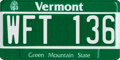 VT license plate WFT136