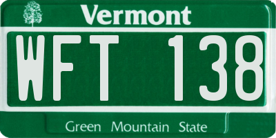 VT license plate WFT138