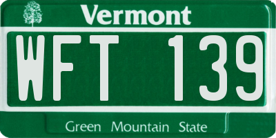 VT license plate WFT139