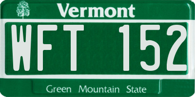 VT license plate WFT152