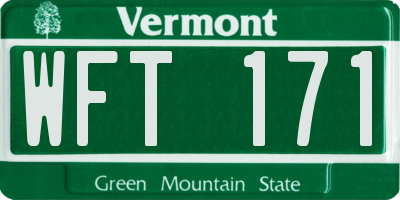 VT license plate WFT171