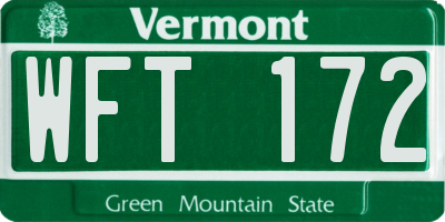 VT license plate WFT172
