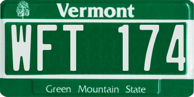 VT license plate WFT174