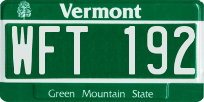 VT license plate WFT192