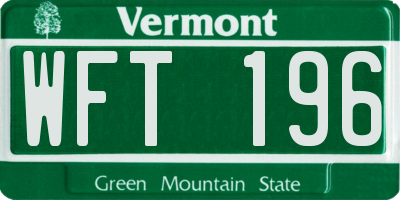VT license plate WFT196