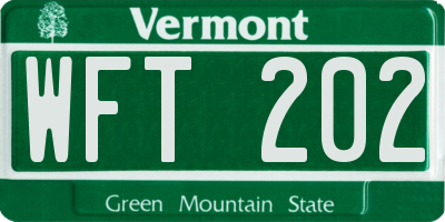 VT license plate WFT202