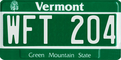 VT license plate WFT204