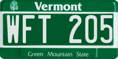 VT license plate WFT205