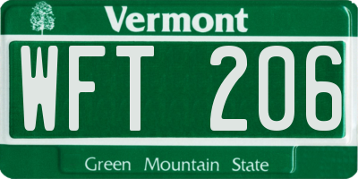VT license plate WFT206