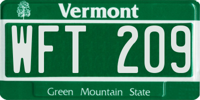 VT license plate WFT209