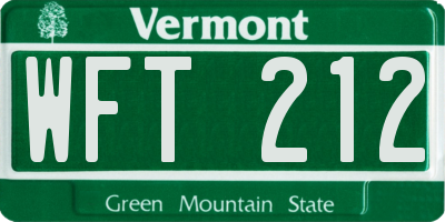 VT license plate WFT212