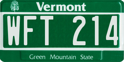 VT license plate WFT214