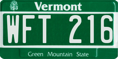 VT license plate WFT216