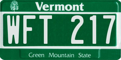 VT license plate WFT217