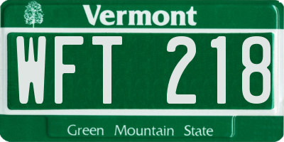VT license plate WFT218
