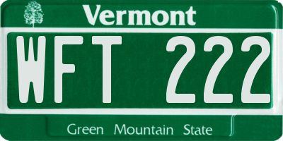 VT license plate WFT222