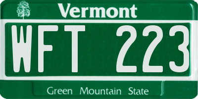 VT license plate WFT223