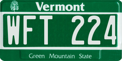 VT license plate WFT224