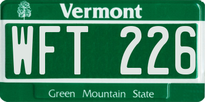 VT license plate WFT226