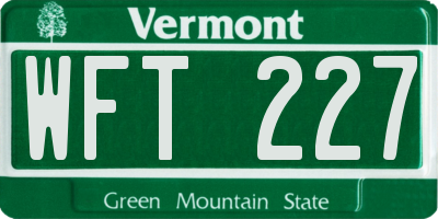VT license plate WFT227