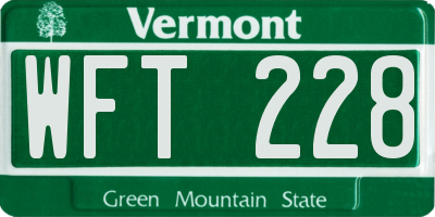 VT license plate WFT228