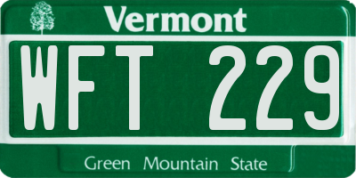 VT license plate WFT229