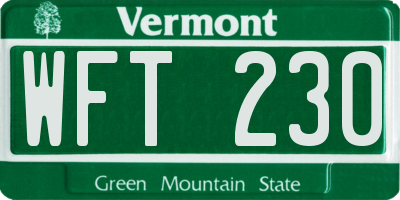 VT license plate WFT230
