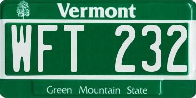 VT license plate WFT232