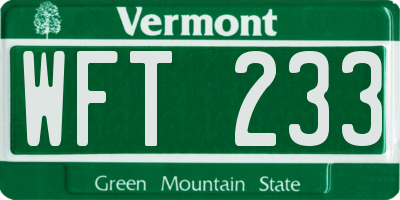 VT license plate WFT233