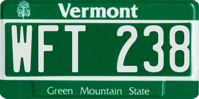VT license plate WFT238