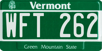 VT license plate WFT262
