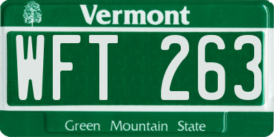 VT license plate WFT263