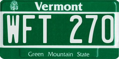 VT license plate WFT270