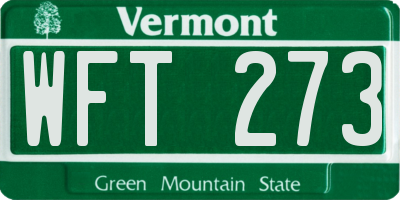VT license plate WFT273