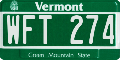 VT license plate WFT274