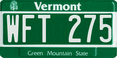 VT license plate WFT275