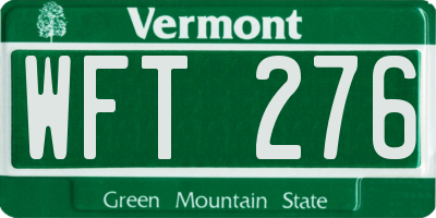 VT license plate WFT276