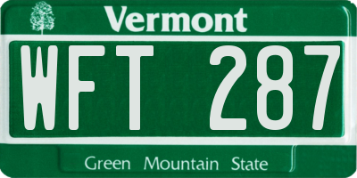 VT license plate WFT287