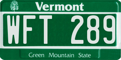 VT license plate WFT289