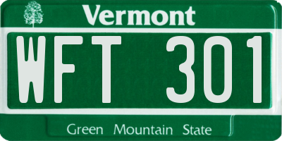 VT license plate WFT301