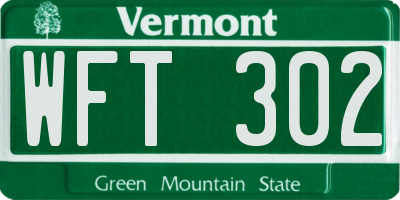 VT license plate WFT302