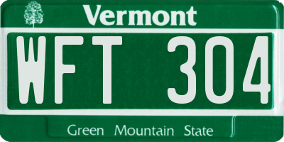 VT license plate WFT304