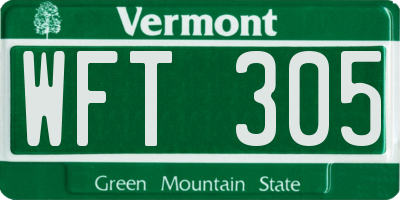 VT license plate WFT305