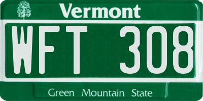 VT license plate WFT308