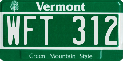 VT license plate WFT312
