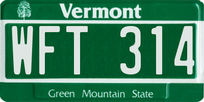 VT license plate WFT314